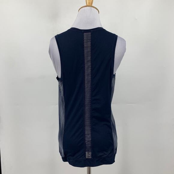 Athleta Tank Top Womens XS Extra Small Navy White Striped Mesh Panels Stretch - Picture 5 of 14